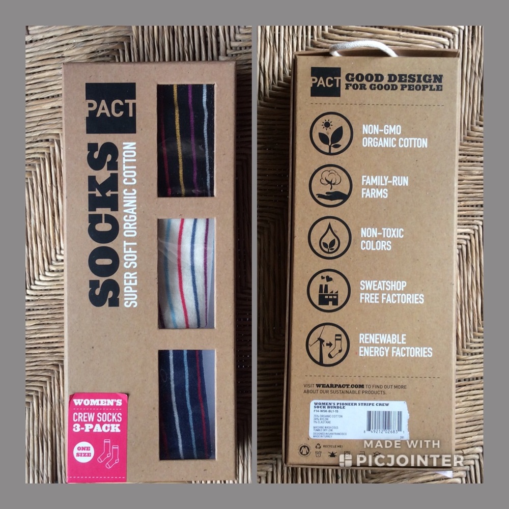 3 pairs organic cotton crew socks